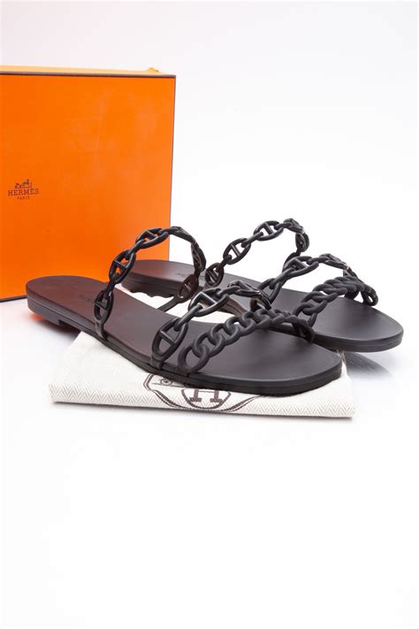 hermes rubber chaine d& 39|AUTHENTIC Hermes Rubber Chaine D’Ancre Rivage Sandals .